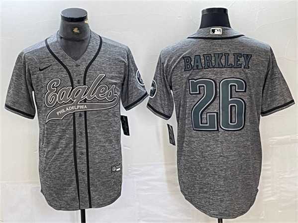 Men's Philadelphia Eagles #26 Saquon Barkley Gray Cool Base Baseball Stitched Jersey,We sell and wholesale Men's Philadelphia Eagles #26 Saquon Barkley Gray Cool Base Baseball Stitched Jersey on line form chian!